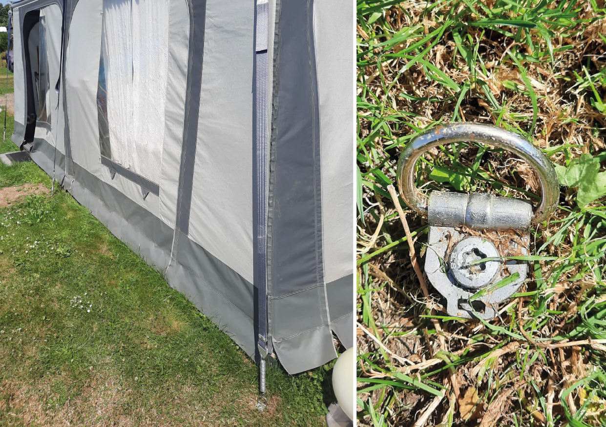 Sichere Befestigung eines Campingvorzelts mit ES-470 Erdschrauben