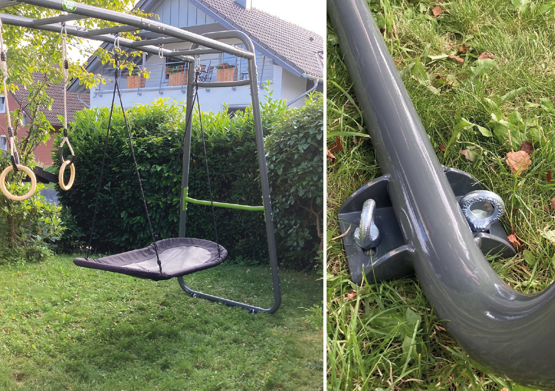 Sichere Befestigung eines Schaukelgerüsts mit Erdschrauben