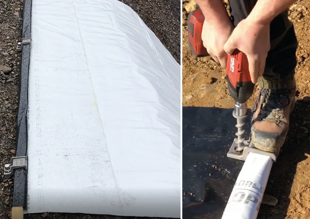 Hangsicherung mit Bauplane und SLOG-X Erdschrauben