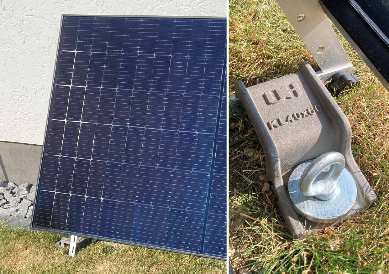 Solarpanel-Befestigung mit SLOG-X Erdschraube und breiter Klammer
